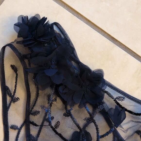 NWT Dessy Collection 3D Sequin Embroidery Dress Midnight Navy Blue Size 14 - Picture 6 of 15